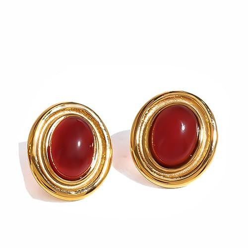Earrigns for Women Trendy,Red Vintage Chunky Statement Stud Earrings Hypoallergenic Earrings Jewelry for Women Gitfs | Amazon (US)