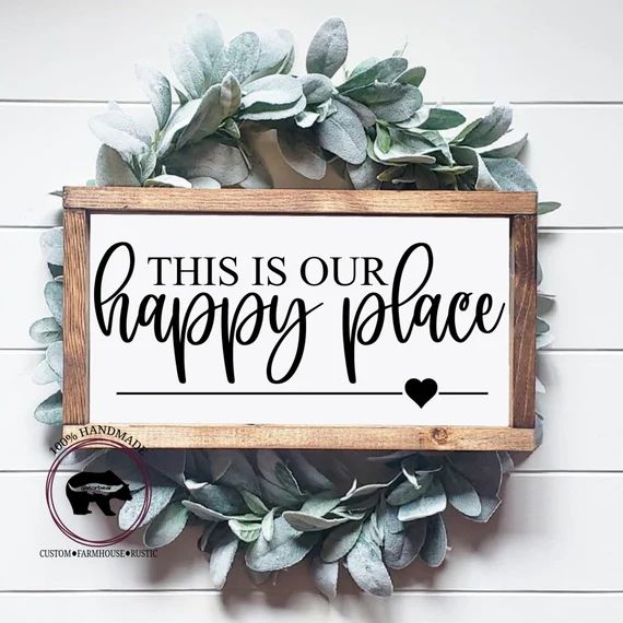 This Is Our Happy Place Wood Sign, Family Wood Sign, Living Room Wall Decor, Happy Place Sign, En... | Etsy (US)