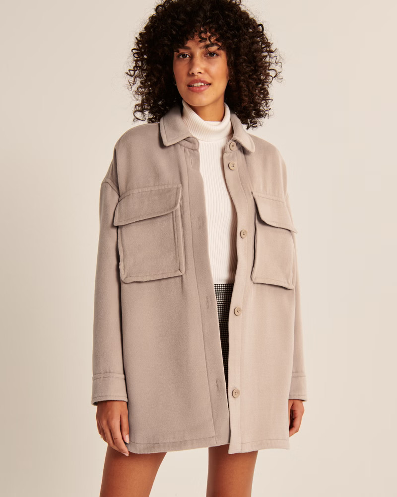 Women's Oversized Cozy Shirt Jacket | Women's Up To 50% Off Select Styles | Abercrombie.com | Abercrombie & Fitch (US)