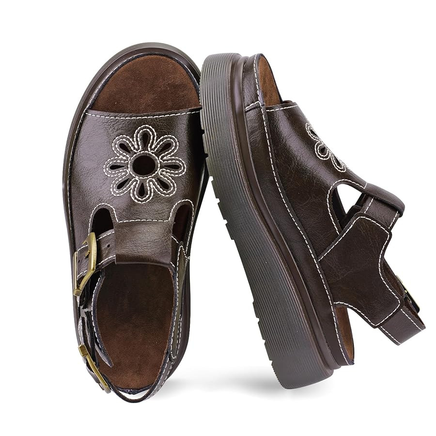 Platform Sandals for Women Chunky Ankle Buckle Casual Open Toe Comfortable Flower Decoration Fish... | Amazon (US)