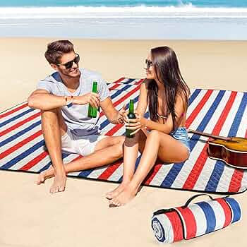 ZAZE Beach Blanket Picnic Blankets, 80''x80'' Extra Large Thick with 3-Layers, Waterproof Foldab... | Amazon (US)