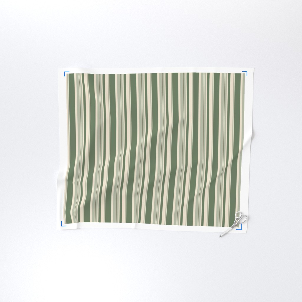 Thick and Thin green stripes on cream coordinate with Graphic Victorian Fabric | Spoonflower | Spoonflower