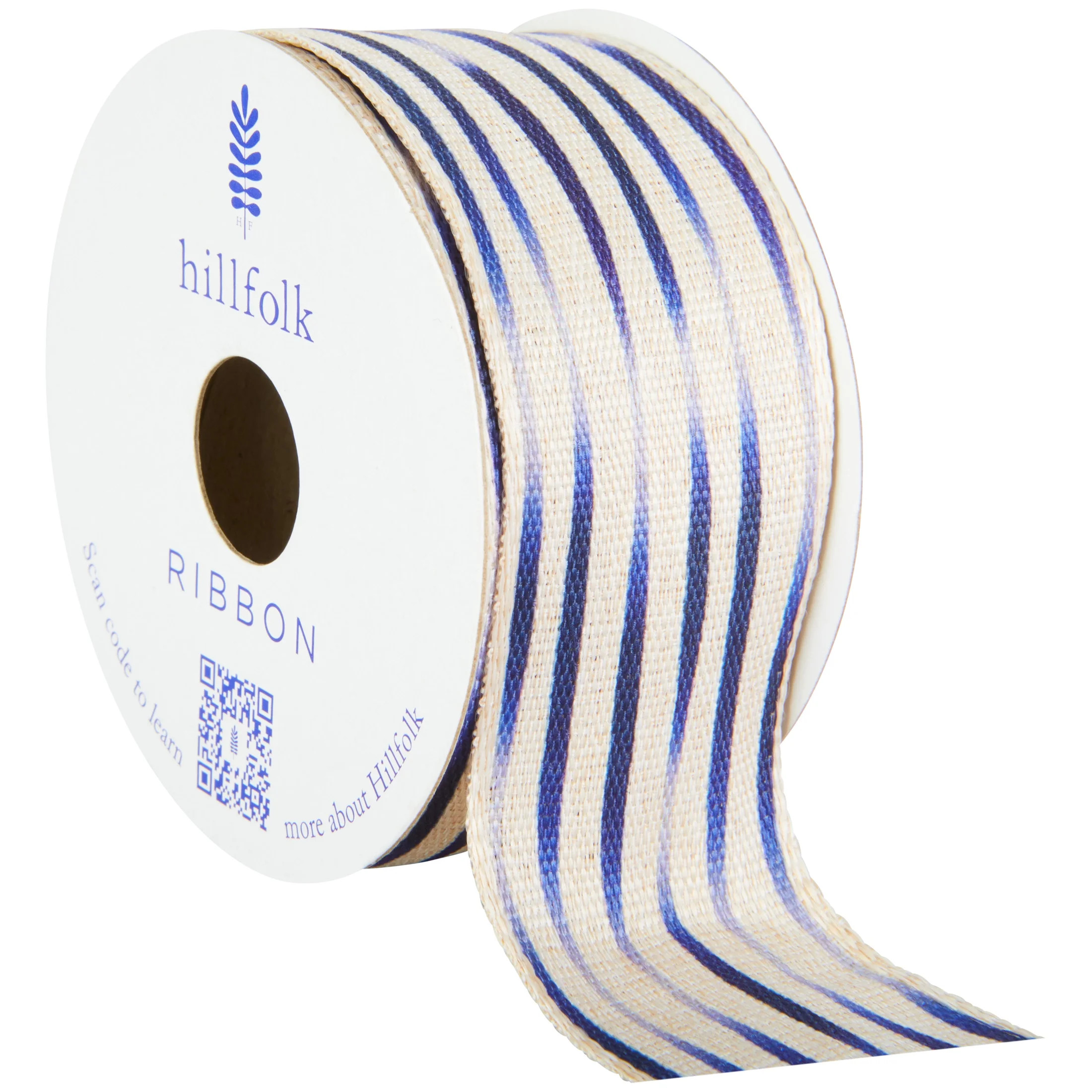 Hillfolk 1.5 faux linen stripes blue 9ft ribbon, for crafts and gifting | Walmart (US)