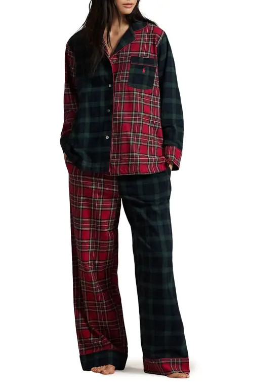 Polo Ralph Lauren Madison Plaid Cotton Pajamas in Black Watch X Estate at Nordstrom, Size Small | Nordstrom