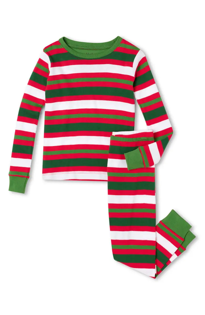 Hatley Holiday Candy Cane Stripe Fitted Two-Piece Organic Cotton Pajamas | Nordstrom | Nordstrom