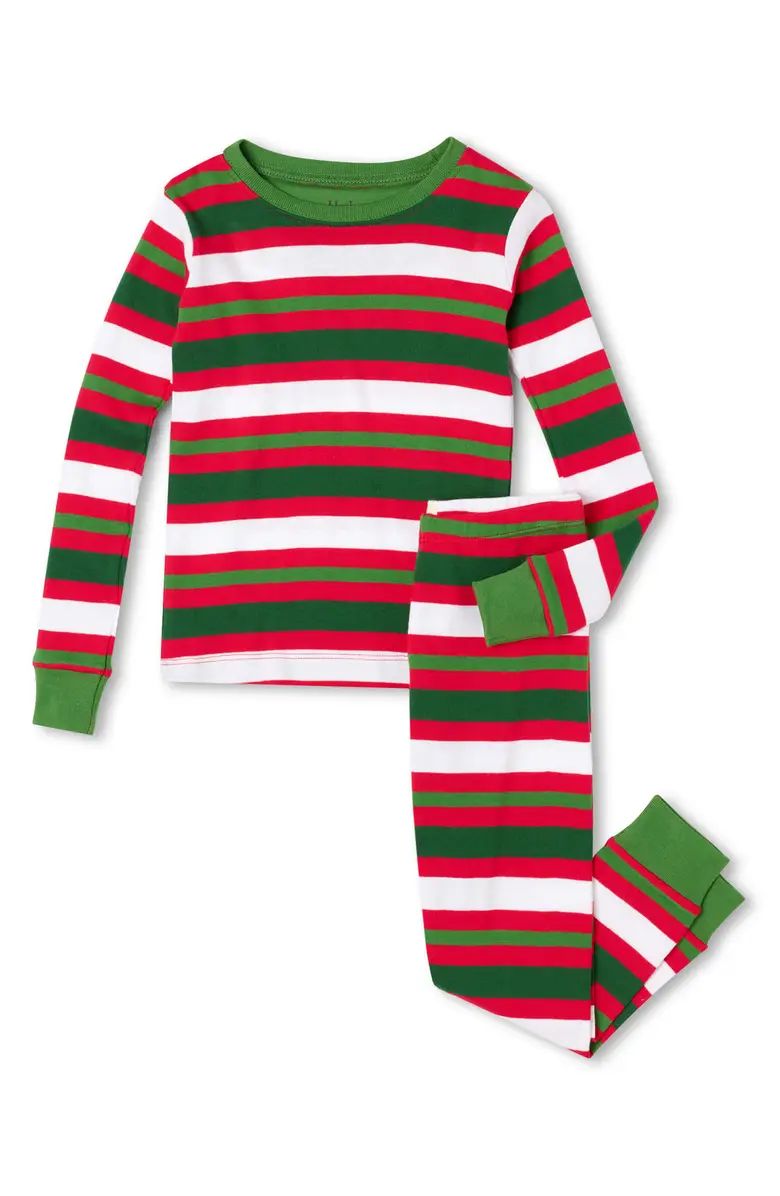 Hatley Holiday Candy Cane Stripe Fitted Two-Piece Organic Cotton Pajamas | Nordstrom | Nordstrom