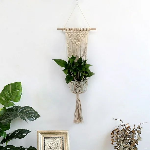 【MIARHB】 Macrame Rope Plant Hanger Garden Flower Pot Holder Hanging Basket Decoration | Walmart (US)