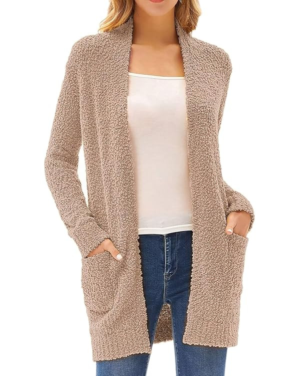 GRACE KARIN Long Cardigan for Women Fuzzy Cardigan Sweater Open Front Chunky Knit Sweater Coat wi... | Amazon (US)