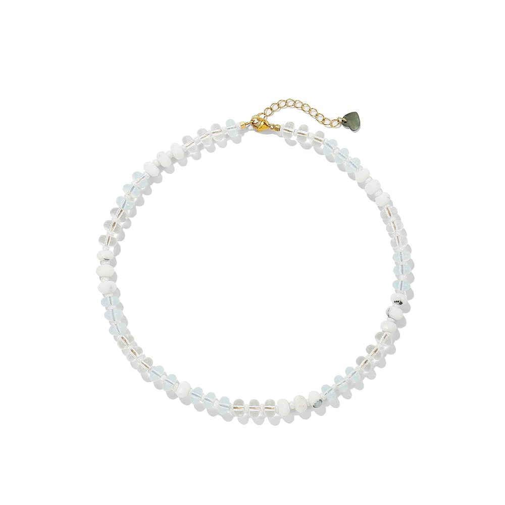 Colorful Gemstone Beaded Necklaces For Women Trendy Rainbow Natural Stone Boho Handmade Stainless... | Amazon (US)