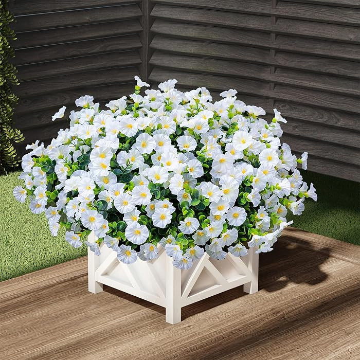 Artificial Outdoor Flowers 16 Bundles Fake Morning Glory Flower Outdoor UV Resistant Plastic Faux... | Amazon (US)