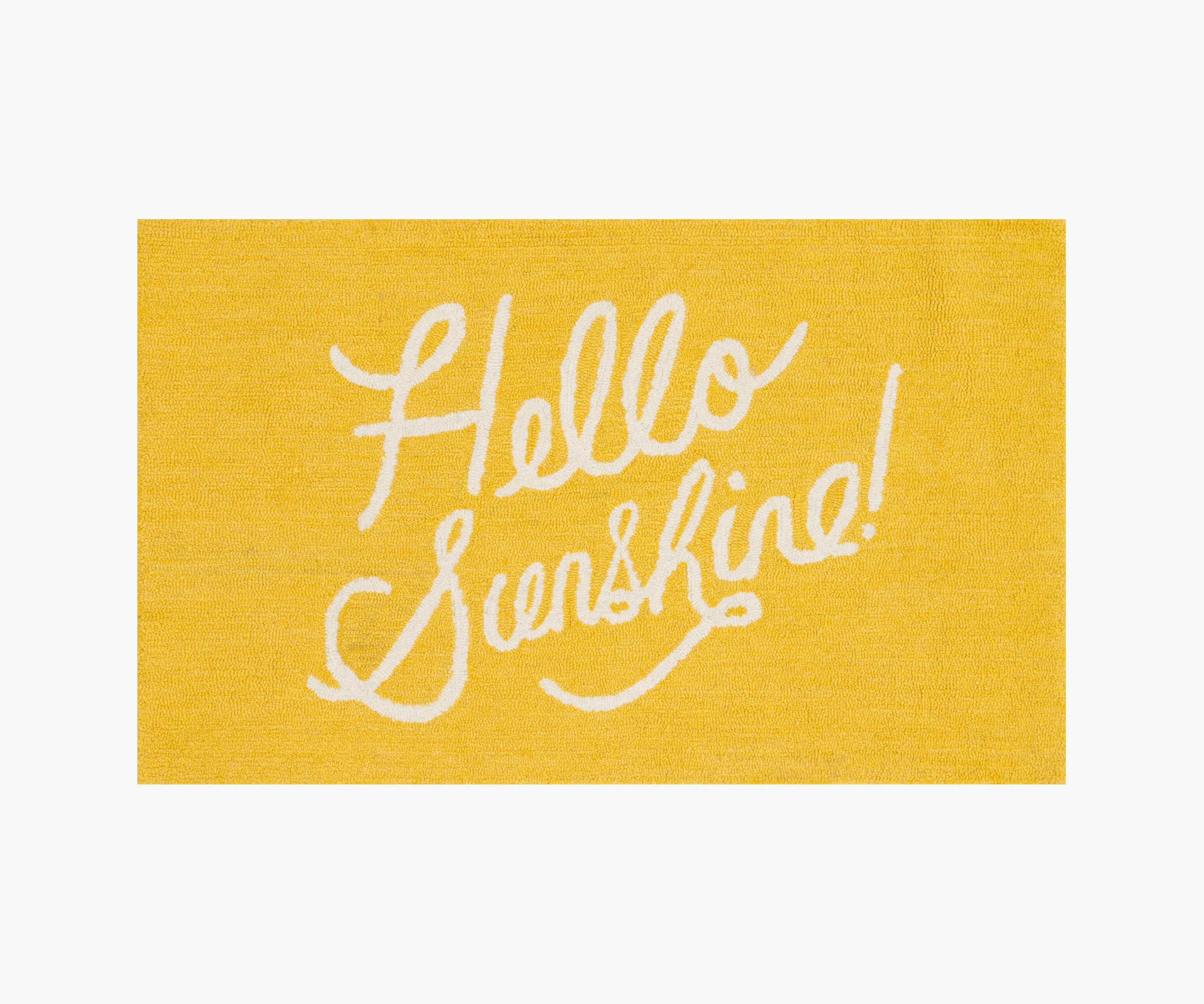 Hello Sunshine Yellow Wool-Hooked Rug | Rifle Paper Co.