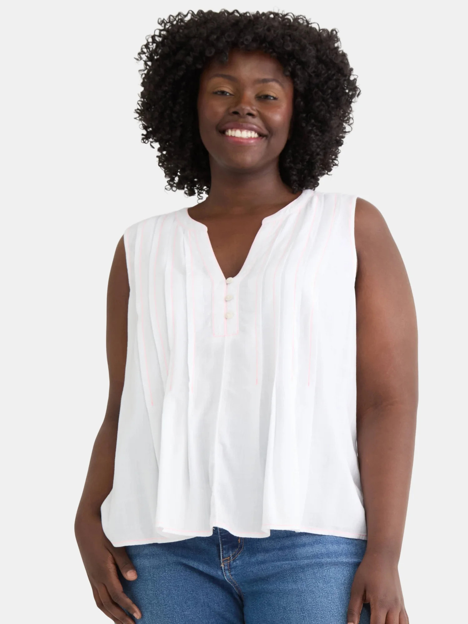 Terra & Sky Women's Plus Sleeveless Pintuck Top, Sizes 0X-4X | Walmart (US)