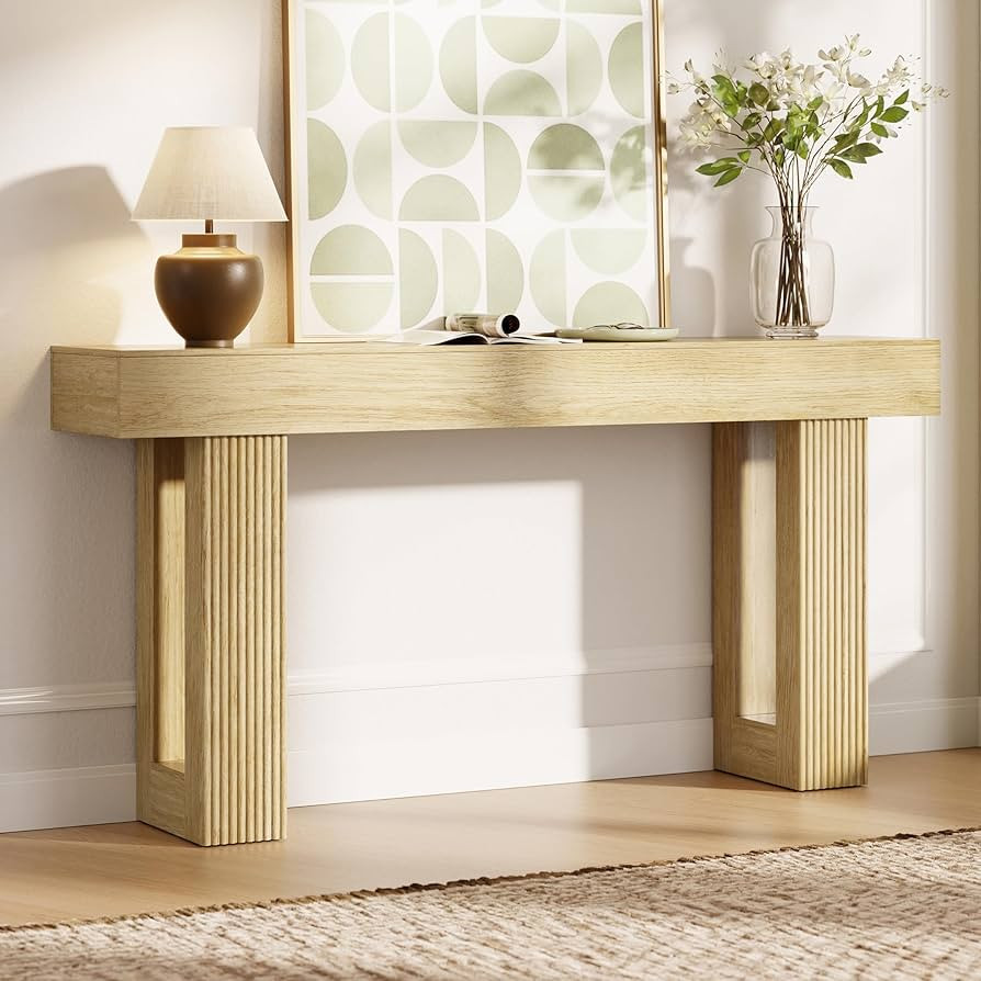 63" L x 33" H x 12" D Fluted Console Table, Modern Japandi Ribbed Entryway Table, Extra Long Sofa... | Amazon (US)
