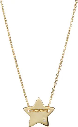 14K Yellow Gold Plated Diamond Detail Star Charm Necklace - 0.01 ctw | Nordstrom Rack