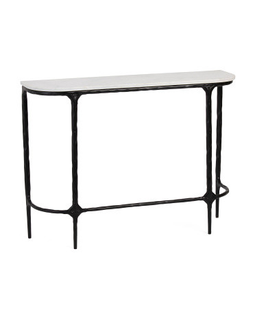 38in Marble Tabletop Hammered Iron Console Table | TJ Maxx