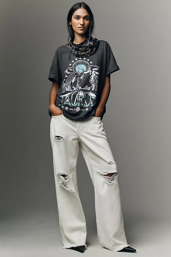 Pilcro Low Slung Distressed Slim Slouch Jeans | Anthropologie (US)