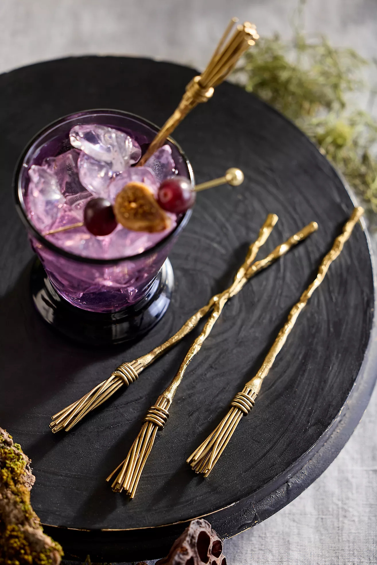Brass Broom Drink Stirrers, Set of 4 | Terrain