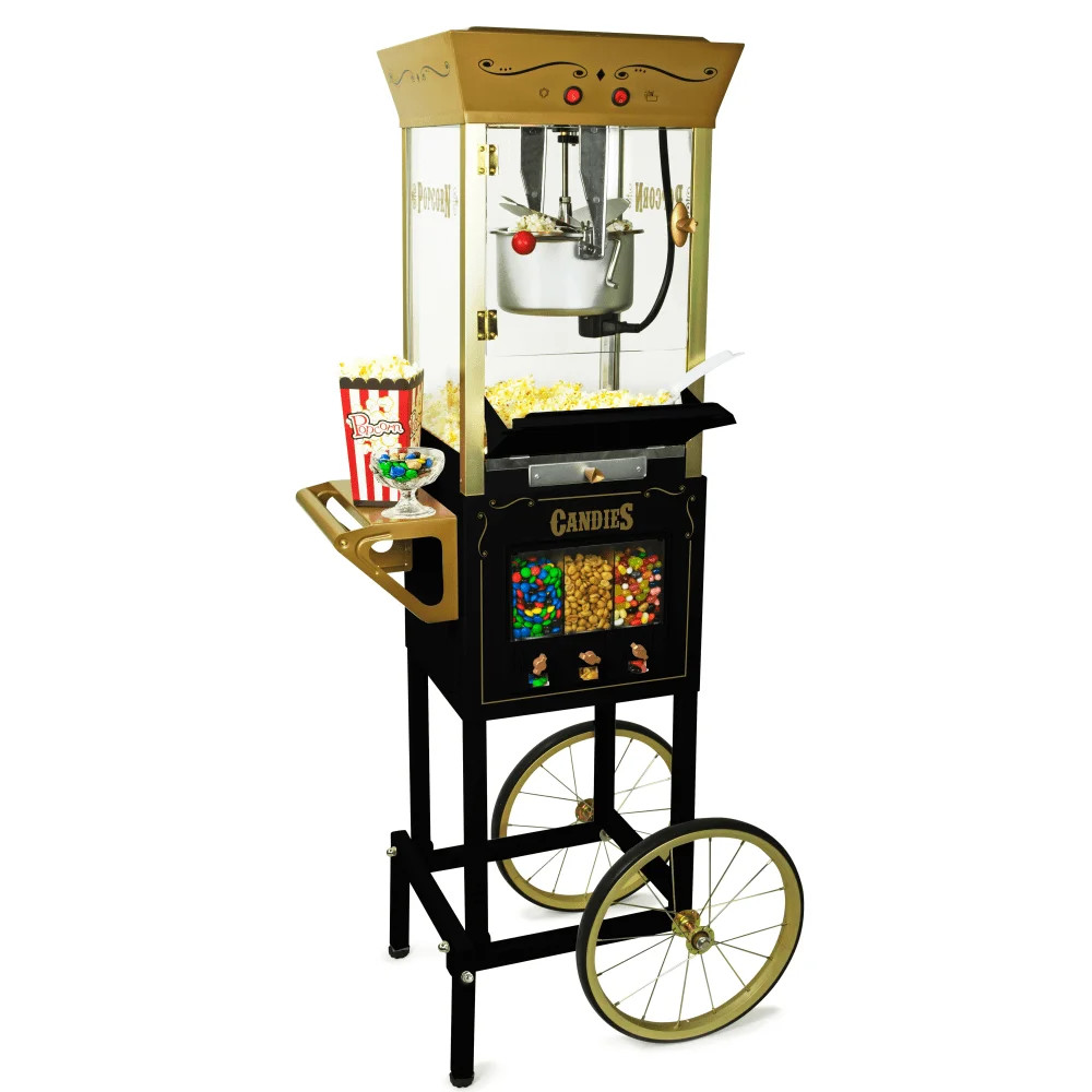 Nostalgia Appliances Popcorn Cart Vintage Movie Theatre Popcorn Machine, Black | Walmart (US)
