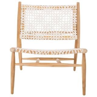 Bandelier Off-White/Natural Leather Accent Chair | The Home Depot