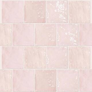 Apollo Tile Pink 5.2 in. x 5.2 in. Polished Ceramic Subway Wall Tile (10.76 sq. ft./Case) LR Rose... | The Home Depot