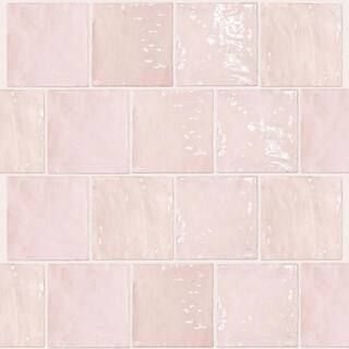Apollo Tile Pink 5.2 in. x 5.2 in. Polished Ceramic Subway Tile (10.76 sq. ft./Case) LR Rose 5x5 ... | The Home Depot