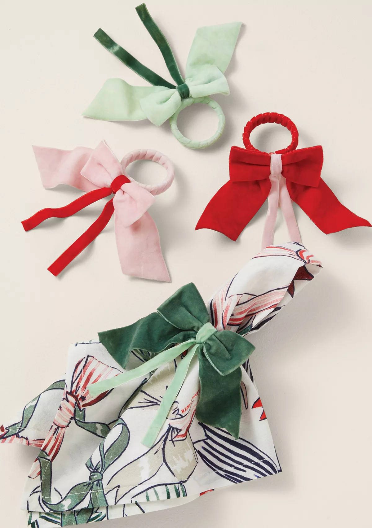Sewing Down South x Crown & Ivy™ Decorative Velvet Bow Napkin Rings - Set of 4 | Belk