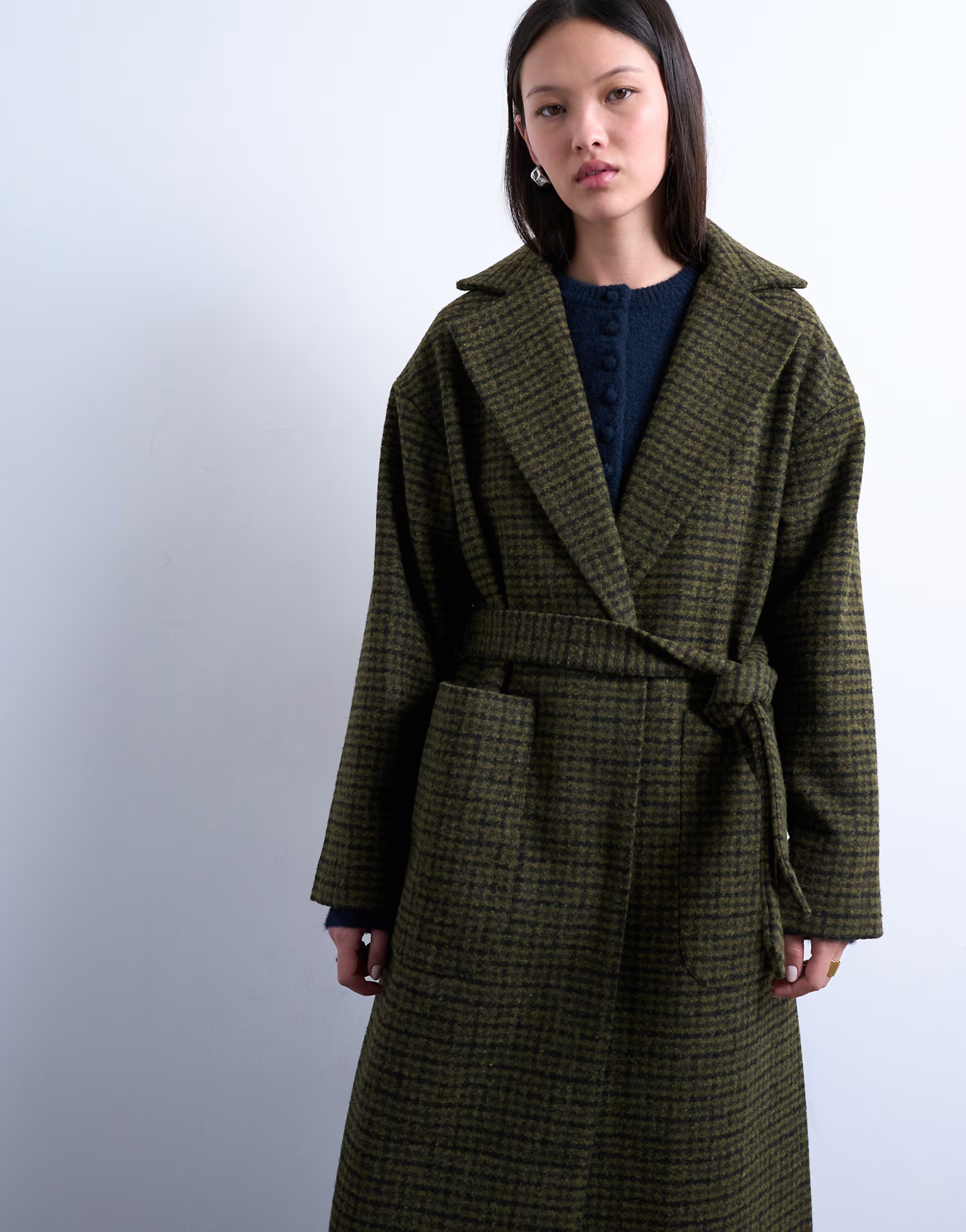 Topshop brushed formal coat in green plaid | ASOS (Global)