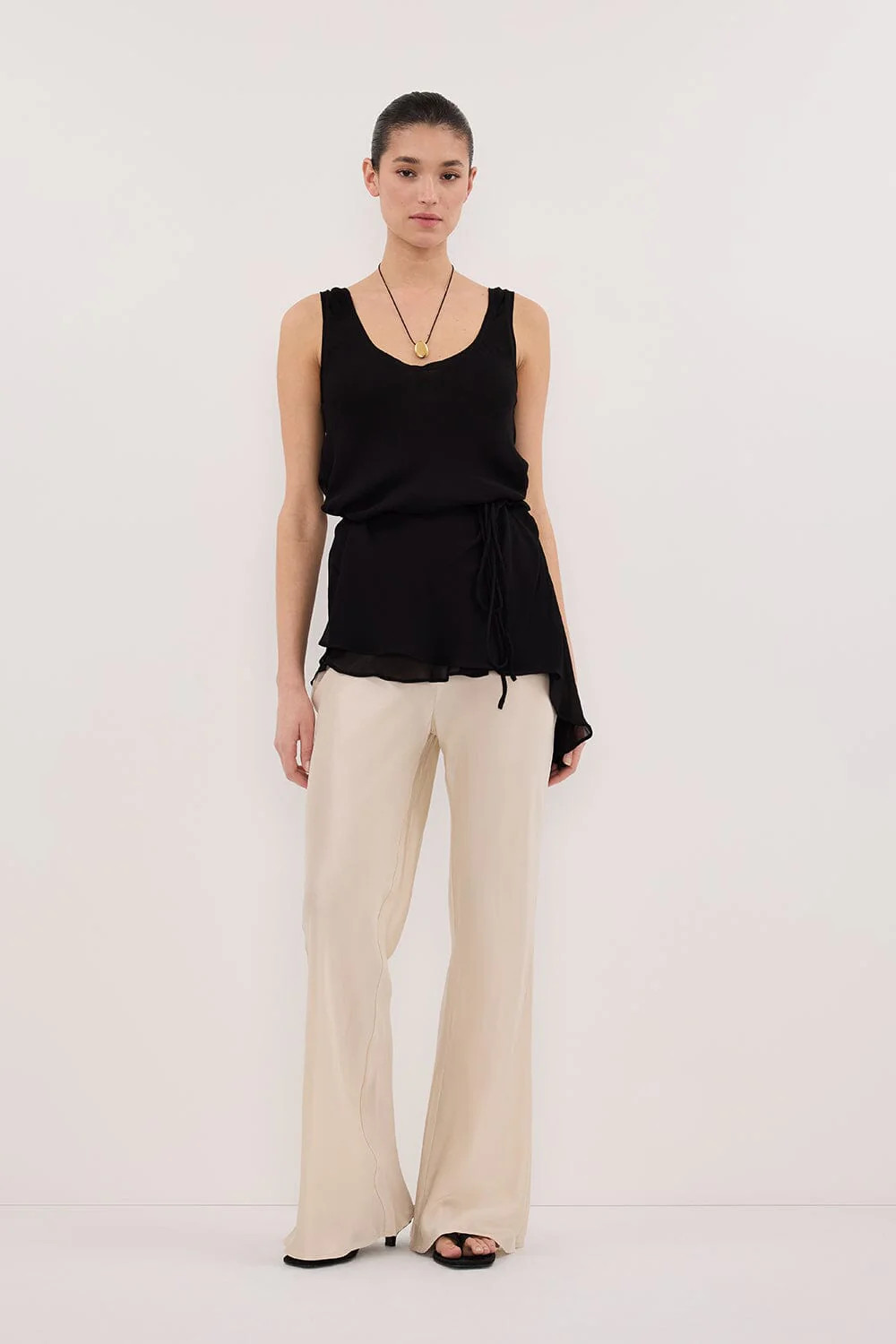 KYRA SANDSTONE SILK BIAS PANTS | DISSH