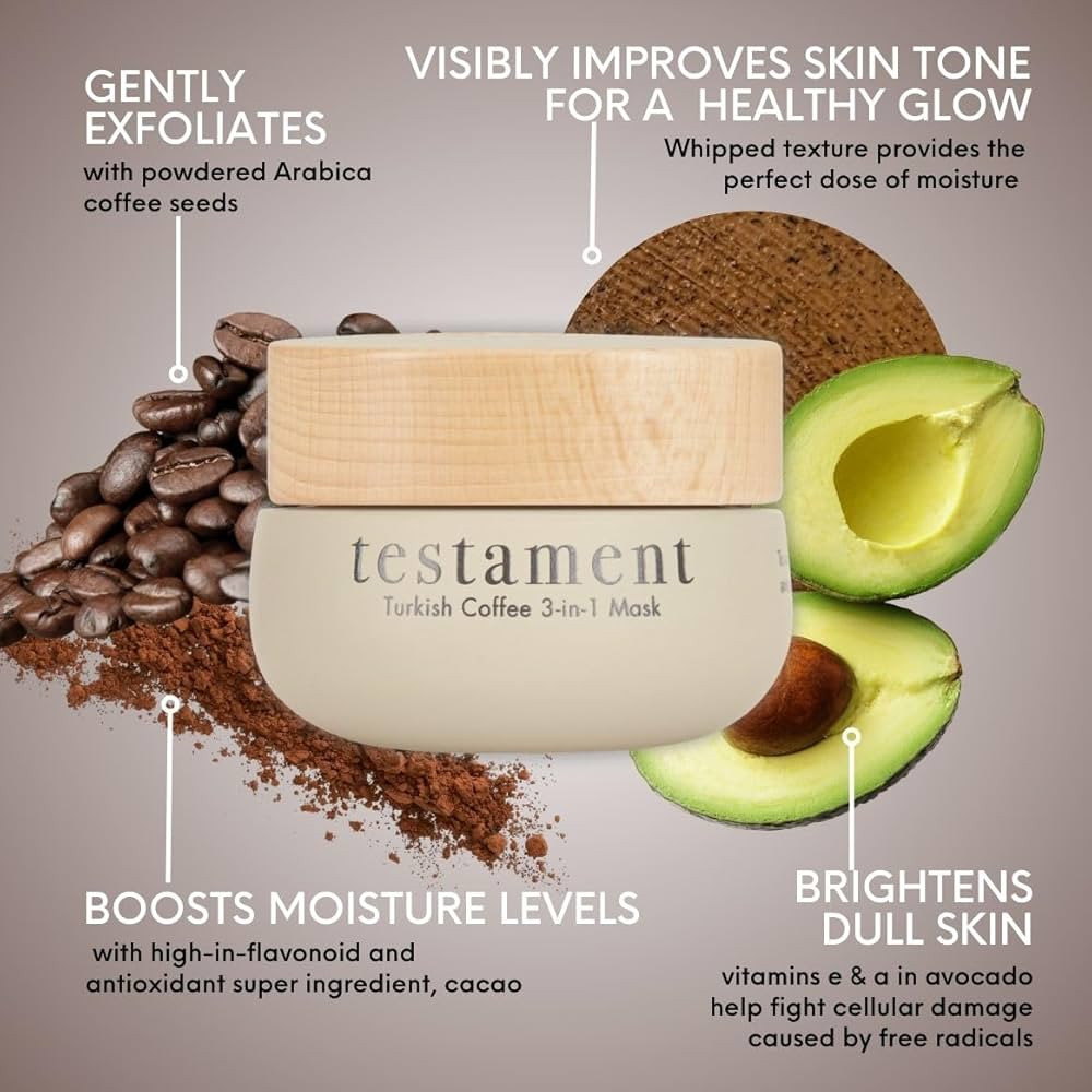 Testament Beauty Turkish Coffee Mask Anti aging Skincare masks Ceramides Niacinamide reduces fine... | Amazon (US)