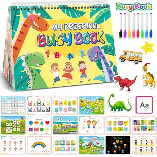 Montessori Busy Book for Toddlers 1-3 3-5, My Preschool Learning Activities, Autism Sensory Travel Toys for Kids, Education Workbook, Christmas Birthdays Gifts for Boys and Girls Age 3 4 Year Old | Amazon (US)