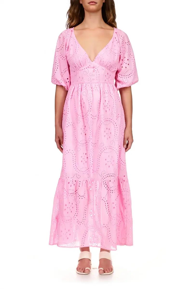 Ruffle Puff Sleeve Eyelet Maxi Dress | Nordstrom