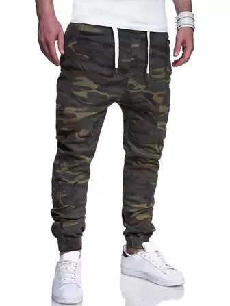 Manfinity LEGND Men Camo Print Drawstring Waist Pants | SHEIN