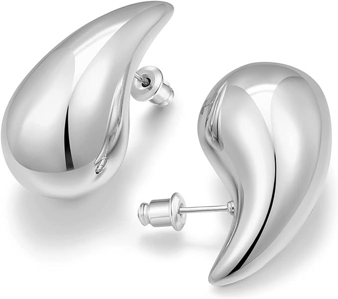 Gold Chunky Earrings Thick Earrings 14K Gold Plated Teardrop Earrings Waterdrop Earrings for Wome... | Amazon (UK)
