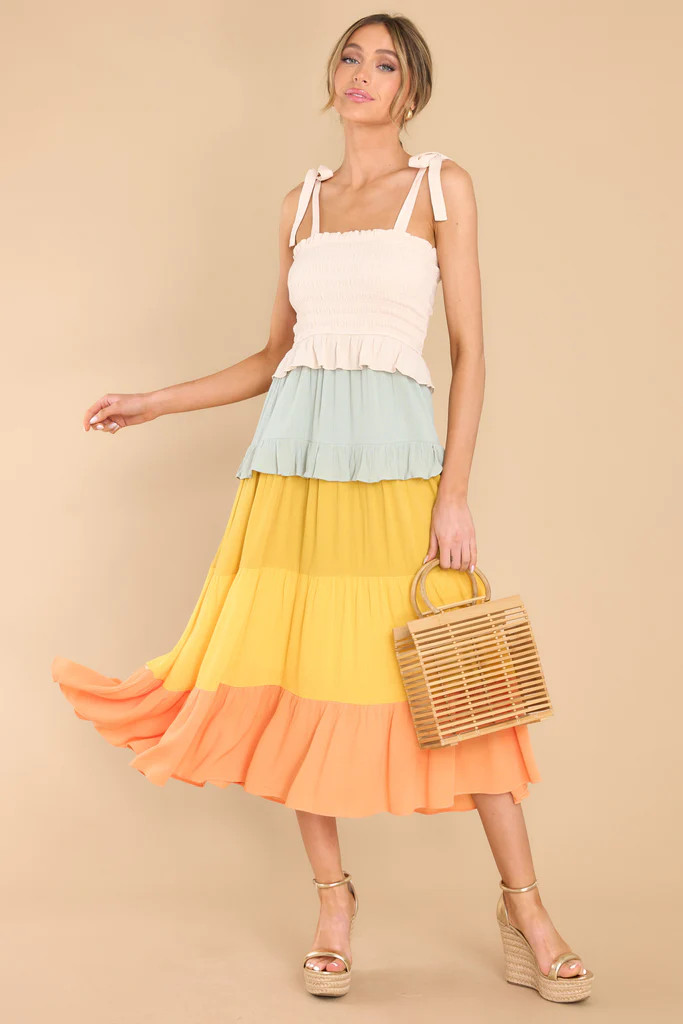 Try It All Orange Multi Midi Dress | Red Dress 