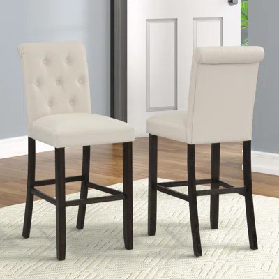 Solid Wood Tufted Asons Barstool, Set Of 2 | Wayfair North America