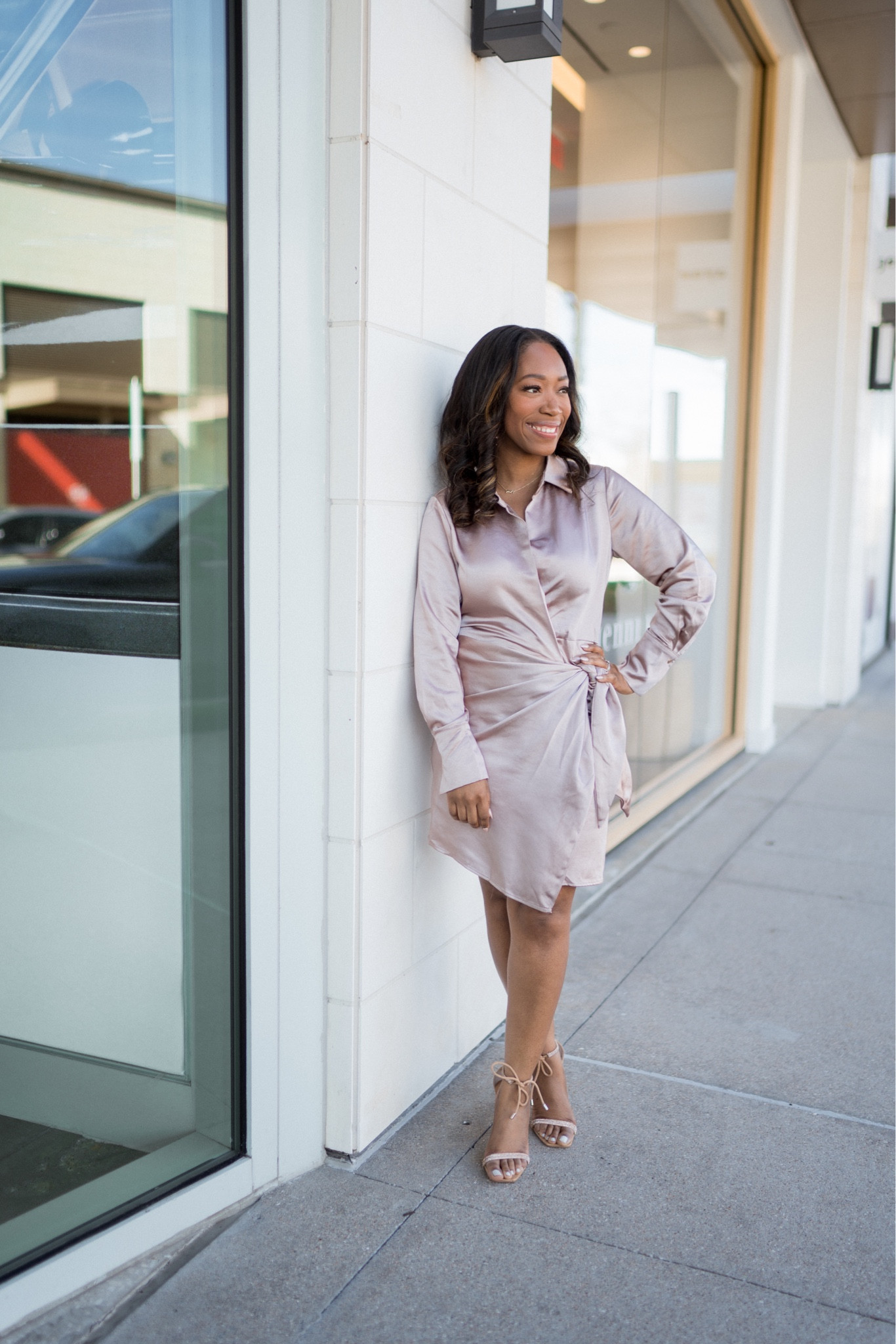 Satin Mocha wrap dress (size S) is a date night must-have! Also comes in champagne and fuchsia! 

#LTKstyletip #LTKSeasonal #LTKFind