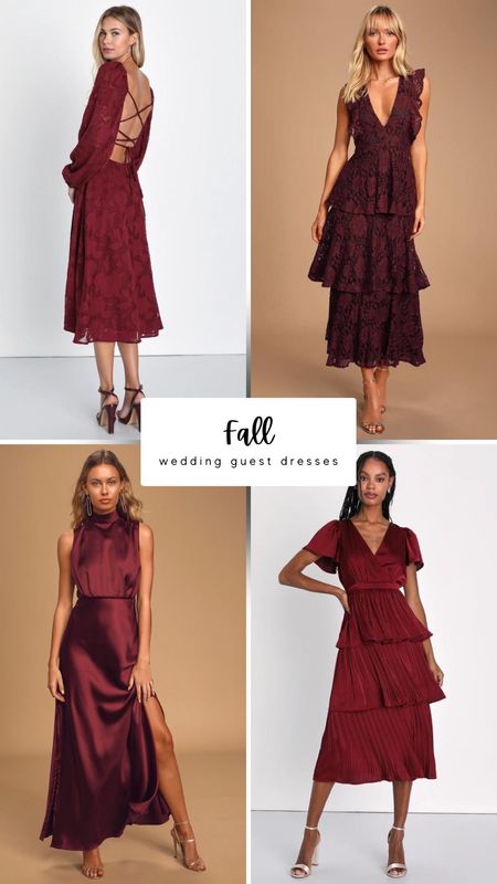 Wedding guest dress ideas for fall in the most gorgeous wine shades! 

#LTKunder100 #LTKwedding #LTKSeasonal