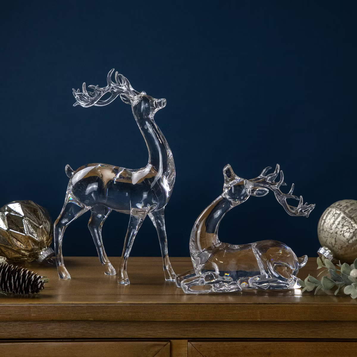 Northlight Kneeling and Standing Reindeer Acrylic Christmas Decorations - 9" - Set of 2 | Target