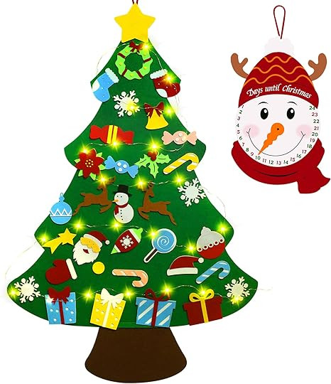 Flechllary 3ft DIY Felt Christmas Tree for Toddlers, Set Plus Snowman Advent Calendar with 33 Rem... | Amazon (US)