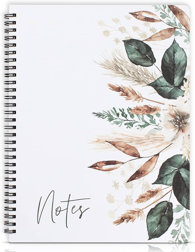 Aesthetic Spiral Notebook Journal For Women - Cute Dried Floral 10.5" x 8.5" College Ruled Notebook  | Amazon (US)