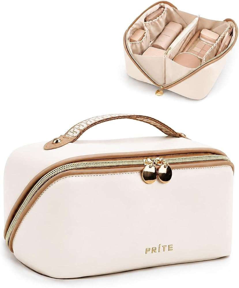 Prite Gro\u00dfe Kapazit\u00e4t Kosmetiktasche Tragbare Reise Make Up Tasche wasserdichte PU-Lede... | Amazon (DE)