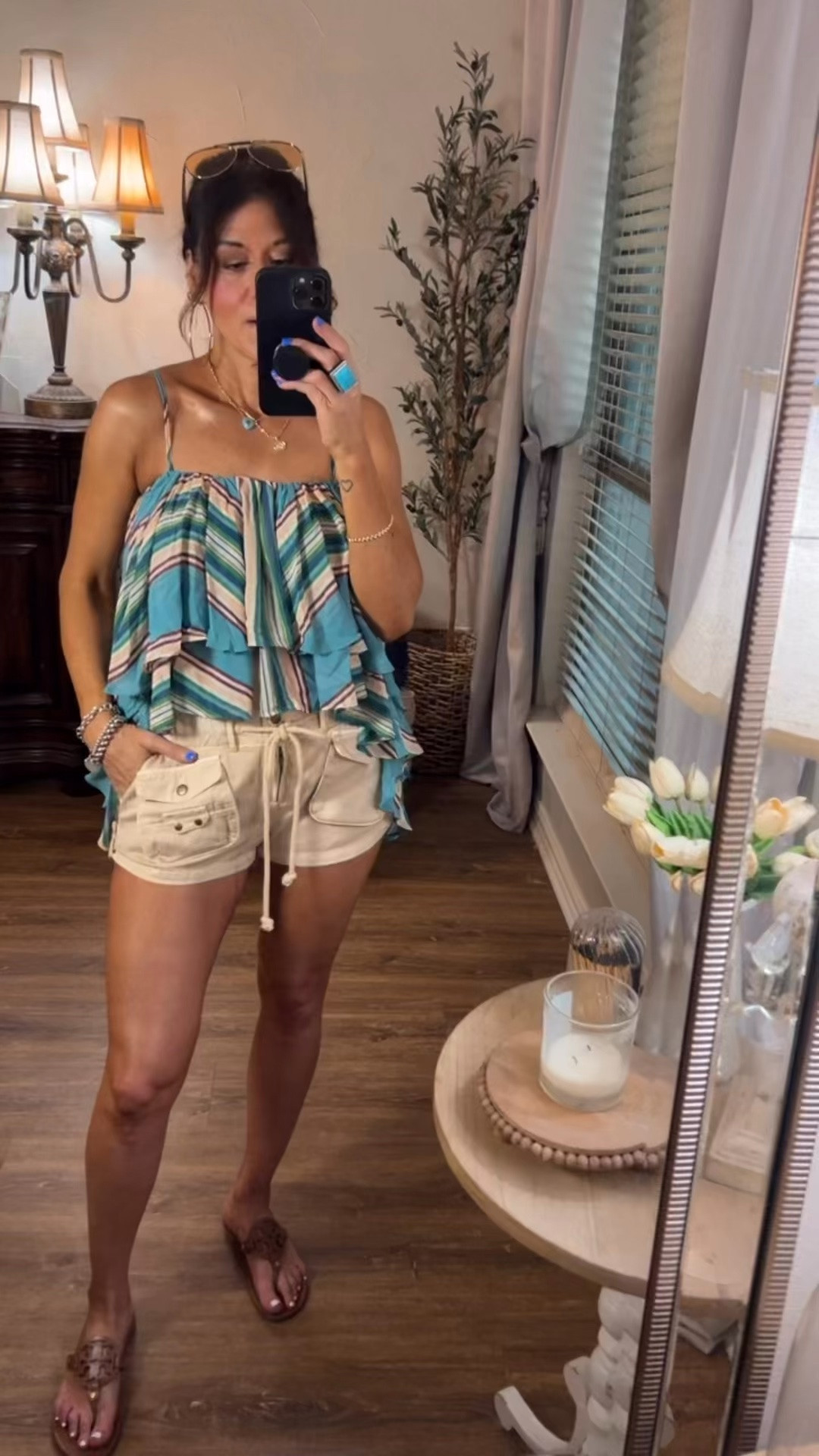 Free People shorts, wearing XS.  Top, wearing small.

#LTKOver40