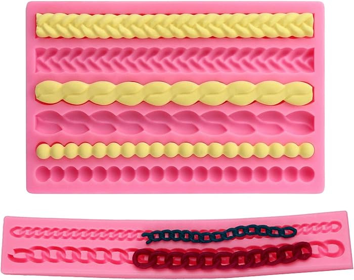 2-Pack Pie Crust Silicone Molds, Rope Pearl Lace Fondant Mold,Chain Shaped Silicone Fondant Mold ... | Amazon (US)