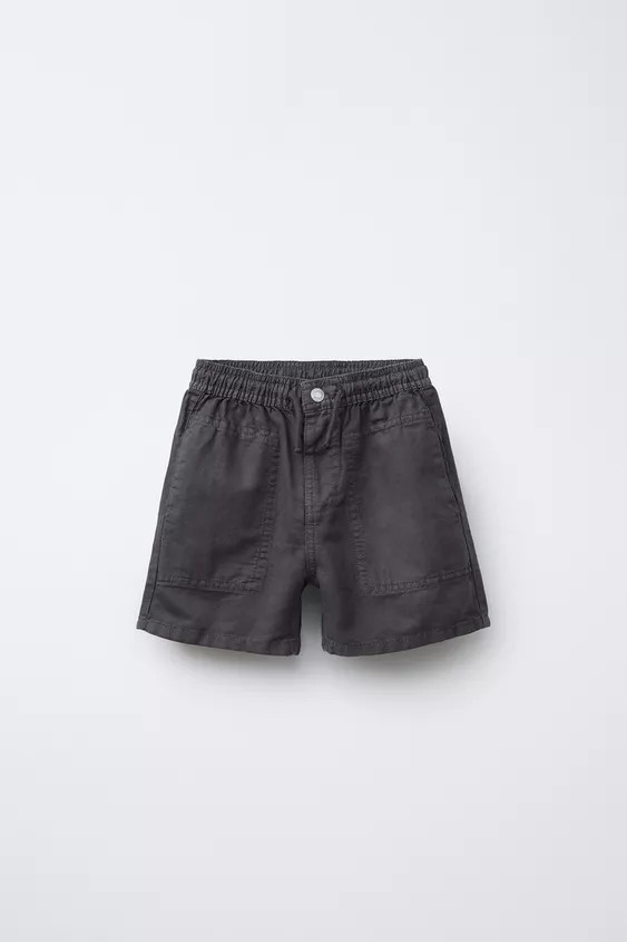 LINEN AND COTTON BERMUDA SHORTS Anthracite grey Ecru | Zara US