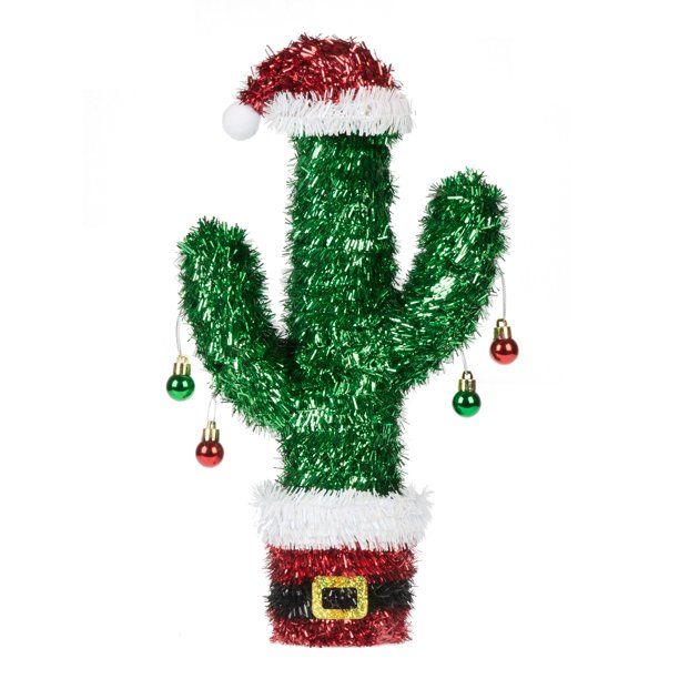Holiday Time 3-D Tinsel Tabletop Decoration, Christmas Cactus | Walmart (US)