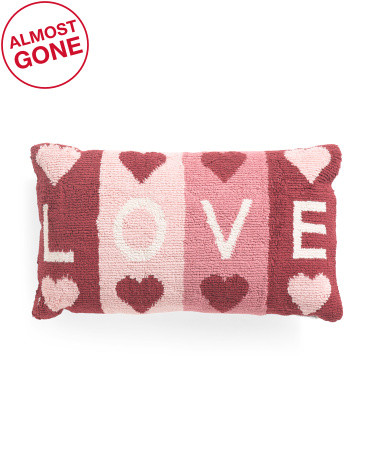 14x24 Love Striped Tufted Pillow | TJ Maxx