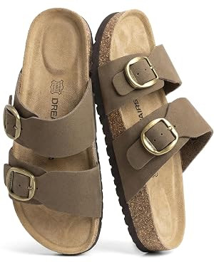 DREAM PAIRS Women's Genuine Cork Footbed Slide Sandals Comfortable Arch Support Cushioned Flat Sa... | Amazon (CA)