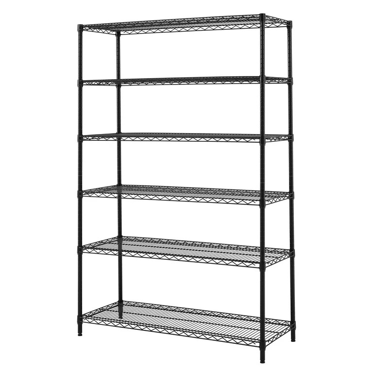 Hyper Tough Black Wire Shelf 6-Tier 72"H x 47.7"W x 18"D, 3600lbs Total Capacity | Walmart (US)