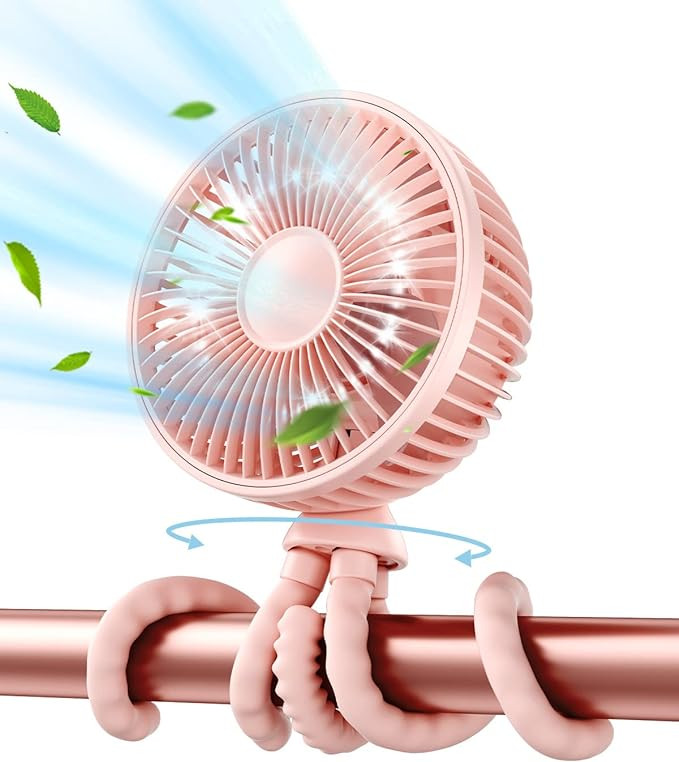 Gaiatop Baby Stroller Fan, 4000mAh Oscillating Mini Portable Fan with Light, 4 Speeds Battery Ope... | Amazon (US)