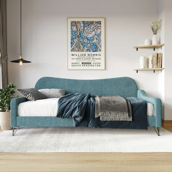 Home Design Natty Upholstered Twin Daybed, Teal, for Adult Bedroom or Guest Room | Walmart (US)